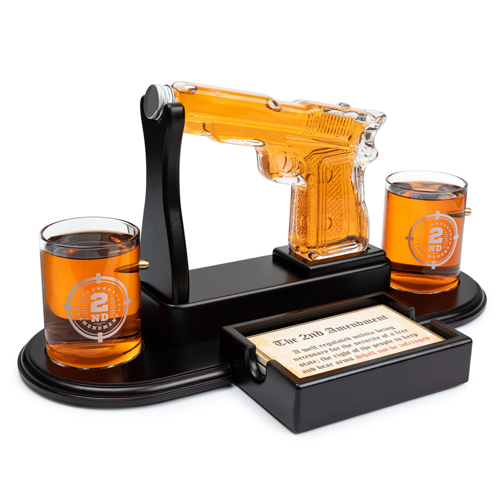 Pistol Whiskey Liquor Gun Decanter & Pistol Shot Glasses Set Drink Gifts  for Men