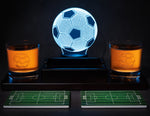 Soccer Ball Whiskey Glass Set of 2. Unique Gift for Men, Premium Glassware Decorations Accessories, Bar Tumbler. Crystal. 11 Oz