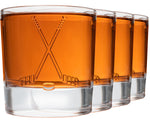 Ice Hockey Stick Whiskey Glass Set of 4. Unique Gift for Men, Home Bar Gifts, Glassware Decorations Accessories, Bar Tumbler. Crystal. 11 Oz